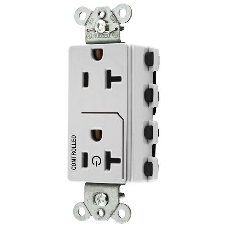 HUBBELL WIRING DEVICE-KELLEMS Straight Blade Devices, Receptacles, Style Line Decorator Duplex, SNAPConnect, 20A 125V, 2-Pole 3-Wire Grounding, Nylon, White SNAP2162C1W